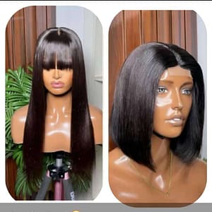 A37 Combo deal Bob wig is 💯 Human hair while the fringe is blend wig