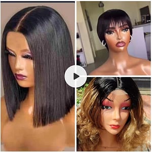 B21, COMBO 7, 3 hairs for grab, blunt cut is blend and skul cap and bounce is human hair.