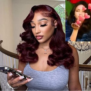D2. DOUBLE DRAWN WINE BOUNCE WIG. 💯 HUMAN HAIR.
inches 20"