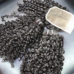 C10, 💯 human hair, pixel curls 12" with matching closure.